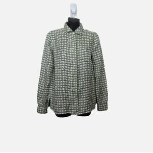 Max Mara Size 8 Silk Monogram Button Down Blouse Long Sleeve Basic